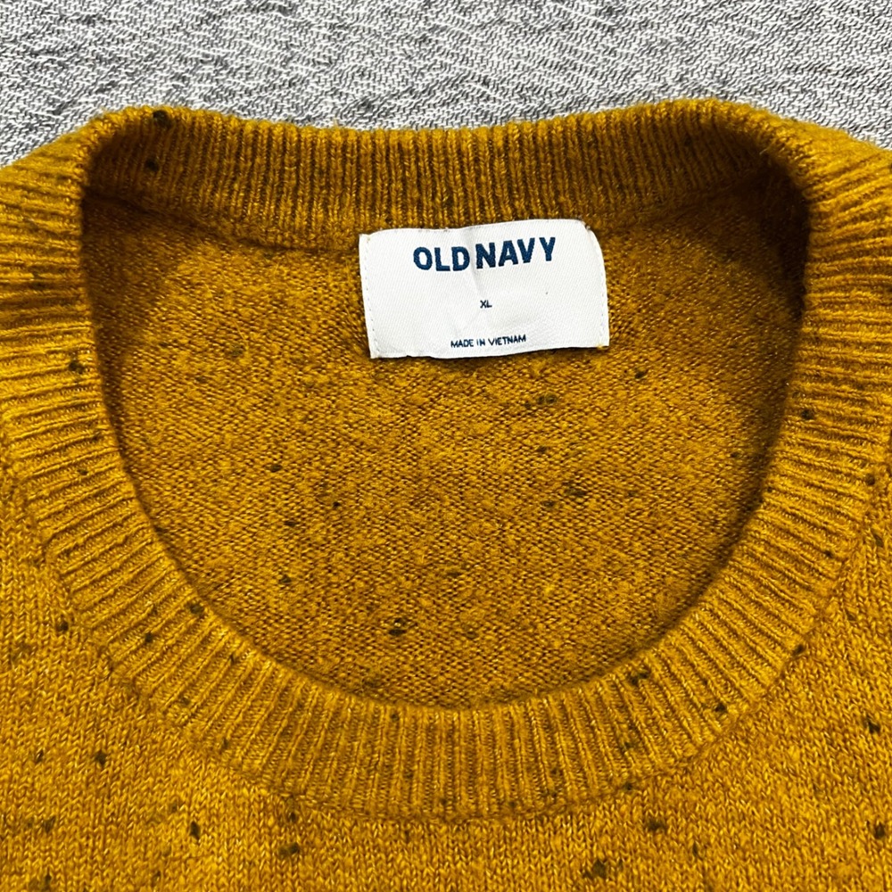 Old Navy Mustard Yellow‎ Crewneck Sweater Cozy Pullover Women XL Speckled Knit - Picture 2 of 9